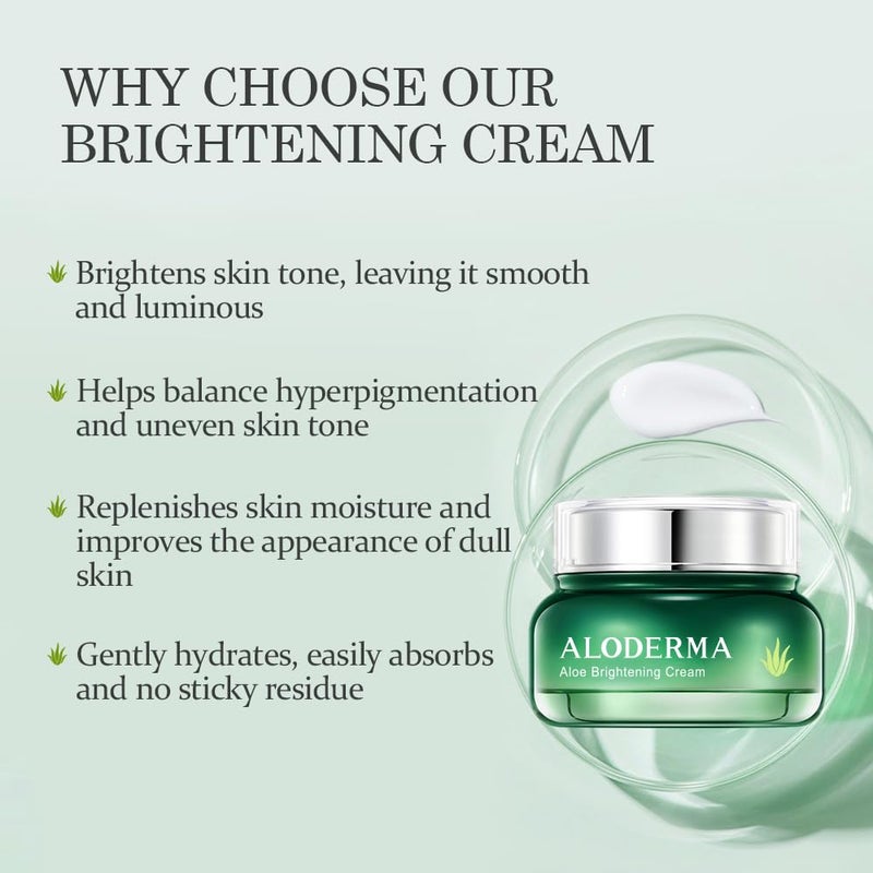 Aloderma Brightening Facial Cream - Made with 69% Organic Aloe Vera - Natural Skin Brightening Squalane & Niacinamide for Flawless Complexion, 1.7oz - Image 3